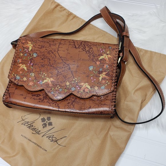 Patricia Nash Handbags - PATRICIA NASH Crossbody Purse 11x8x2" P521330 Floral Map Print Leather NEW!  Exc
